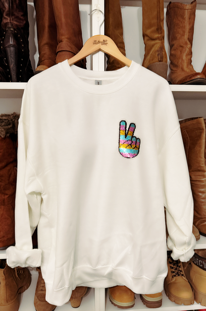 Sequin Peace Sweatshirt